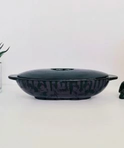 New Arrivals Weird & Wonderful Ceramics Purple Skull Oval Serving Platter With Lid