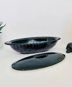 New Arrivals Weird & Wonderful Ceramics Purple Skull Oval Serving Platter With Lid