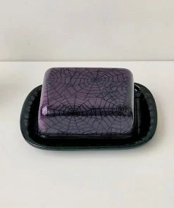 New Arrivals Weird & Wonderful Ceramics Purple Web Butter Dish