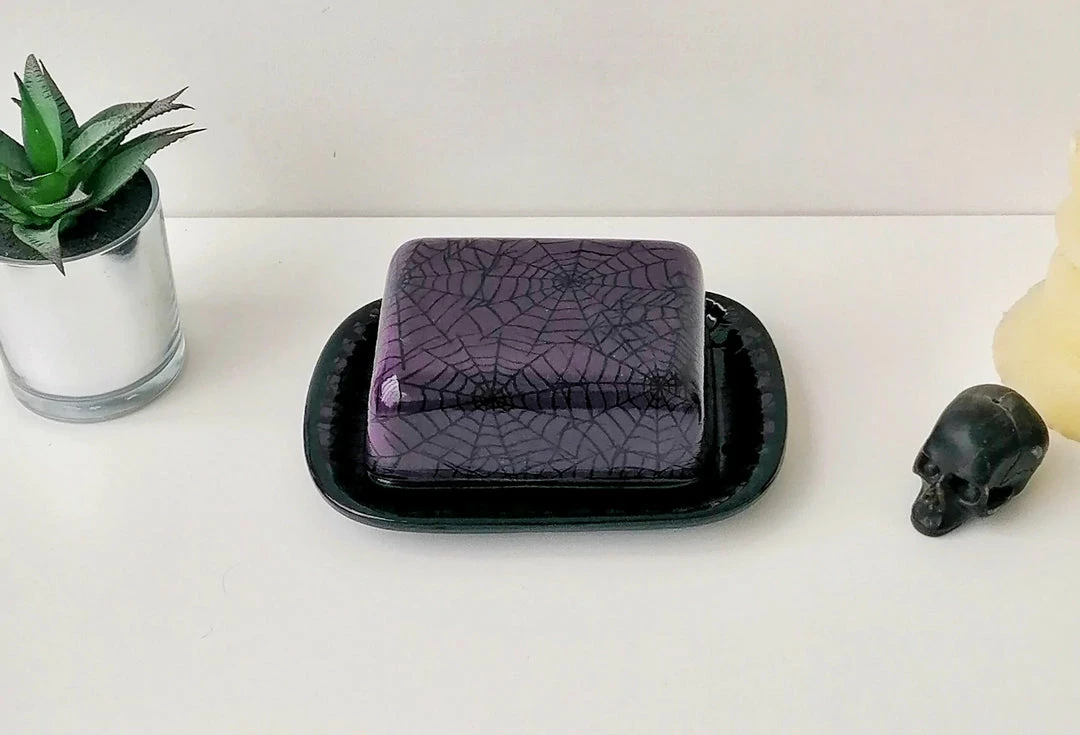 New Arrivals Weird & Wonderful Ceramics Purple Web Butter Dish 4 New Arrivals Weird & Wonderful Ceramics Purple Web Butter Dish