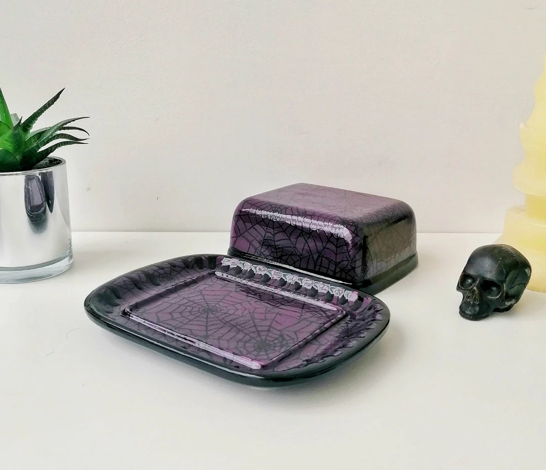 New Arrivals Weird & Wonderful Ceramics Purple Web Butter Dish 6 New Arrivals Weird & Wonderful Ceramics Purple Web Butter Dish