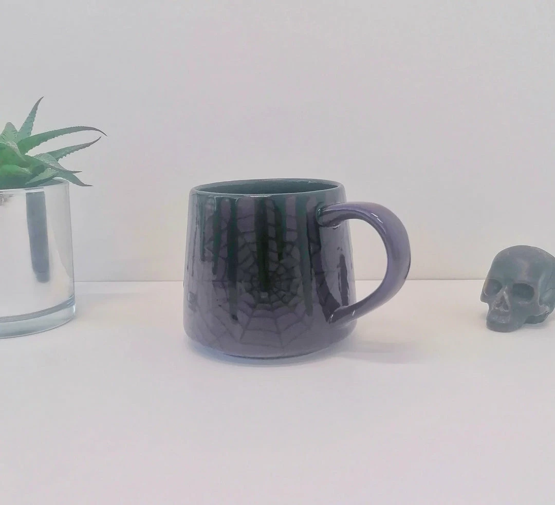 New Arrivals Weird & Wonderful Ceramics Purple Web Stumpy Mug 4 New Arrivals Weird & Wonderful Ceramics Purple Web Stumpy Mug