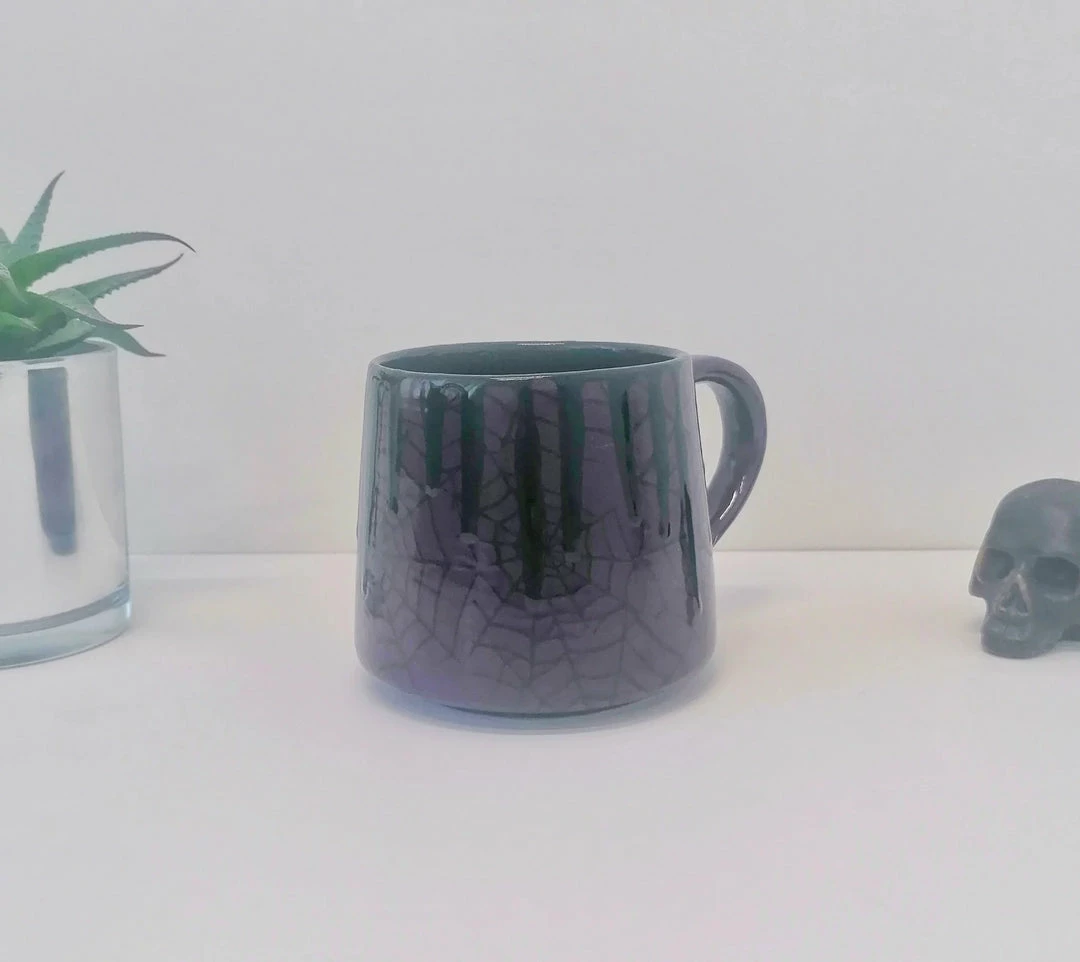 New Arrivals Weird & Wonderful Ceramics Purple Web Stumpy Mug 5 New Arrivals Weird & Wonderful Ceramics Purple Web Stumpy Mug