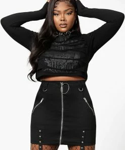 Killstar Sirena Slashed Long Sleeve Top New Arrivals