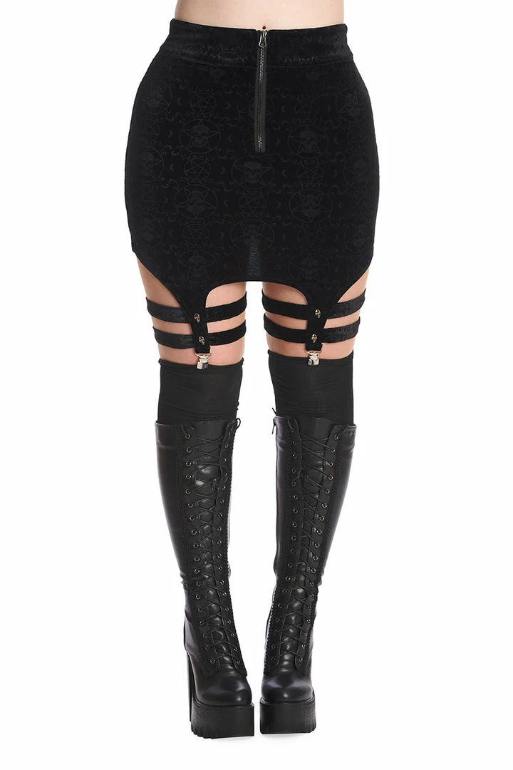 Banned Apparel Banned Space Babe Velvet Suspender Skirt 3 Banned Apparel Banned Space Babe Velvet Suspender Skirt