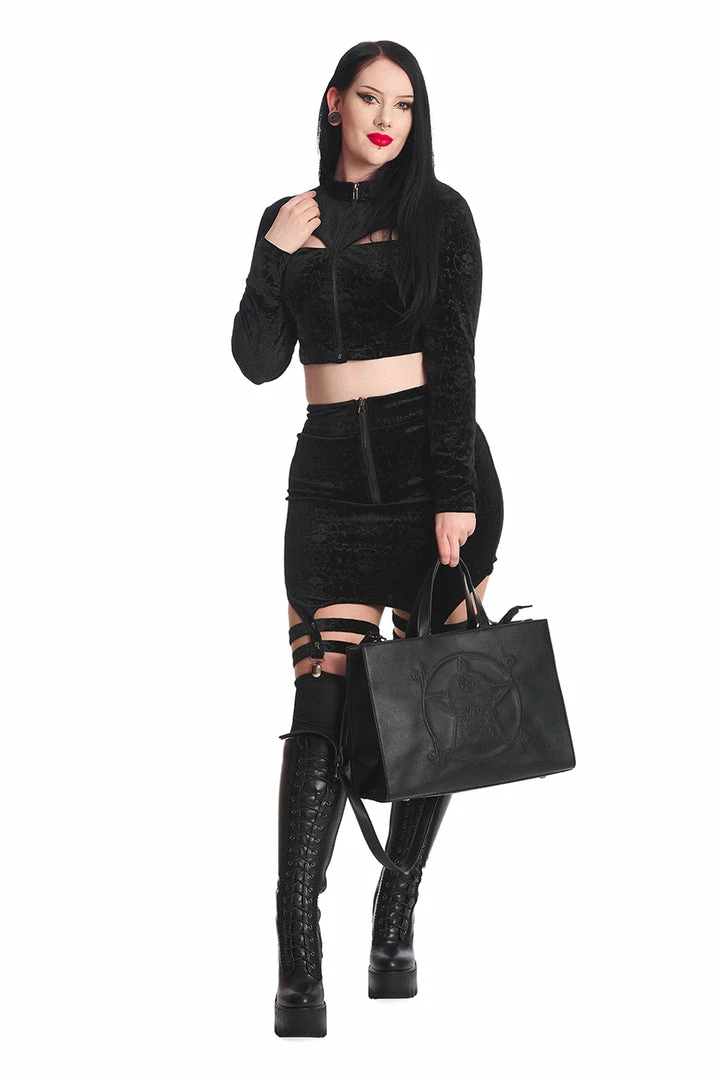 Banned Apparel Banned Space Babe Velvet Suspender Skirt 6 Banned Apparel Banned Space Babe Velvet Suspender Skirt