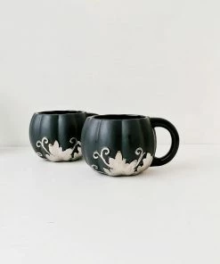 Weird & Wonderful Ceramics Matte Black And Silver Pumpkin Mug New Arrivals