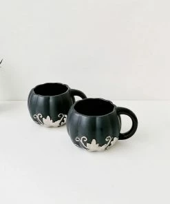 Weird & Wonderful Ceramics Matte Black And Silver Pumpkin Mug New Arrivals