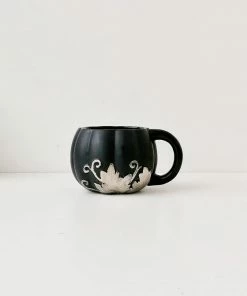 Weird & Wonderful Ceramics Matte Black And Silver Pumpkin Mug New Arrivals