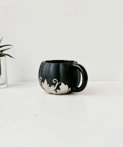 Weird & Wonderful Ceramics Matte Black And Silver Pumpkin Mug New Arrivals
