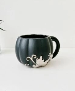 Weird & Wonderful Ceramics Matte Black And Silver Pumpkin Mug New Arrivals
