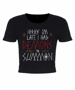 Grindstore Sorry I'm Late Cropped T-Shirt