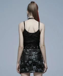 Ladies Punk Rave Rue Vest Top Black