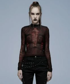 Punk Rave Naenia Top Red / Black