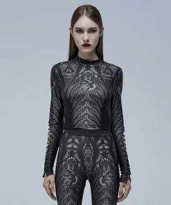 Punk Rave Inclementia Top Black / Gray Ladies