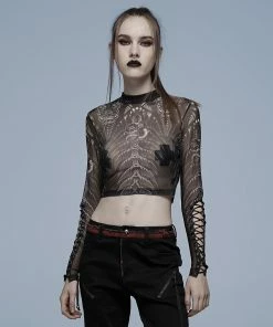 Punk Rave Inclementia Top Black / White Ladies