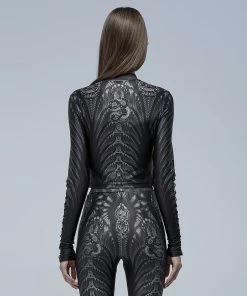 Punk Rave Inclementia Top Black / Gray Ladies