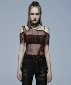 Punk Rave Plaid Punk Top Red