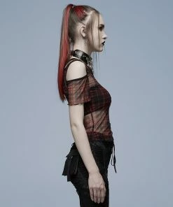 Punk Rave Plaid Punk Top Red