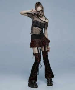 Ladies Punk Rave Plaid Punk Top Black