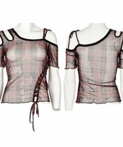 Punk Rave Plaid Punk Top Red