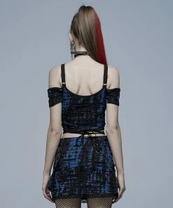 Punk Rave Elantra Top Black / Blue Ladies