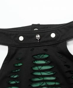 Punk Rave Jocasta Vest Top Green And Black Ladies
