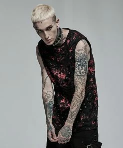 Punk Rave Vesper Sleeveless T-Shirt Black / Red