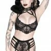 Killstar Tortured Souls Lace Bra Black Accessories