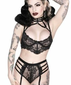 Killstar Tortured Souls Lace Bra Black Accessories