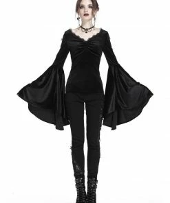 Ladies Dark In Love Violet Black Velvet Top