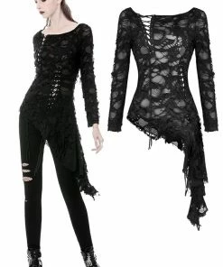 Ladies Dark In Love Nova Distressed Skull Top