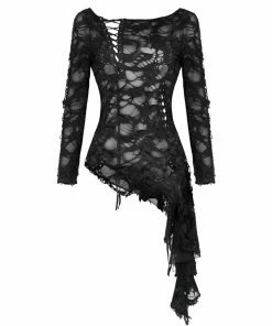 Ladies Dark In Love Nova Distressed Skull Top