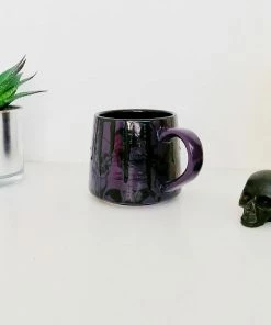 New Arrivals Weird & Wonderful Ceramics Purple Skull Stumpy Mug