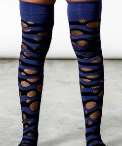 Killstar Wretched Soul Distress Socks Black / Midnight