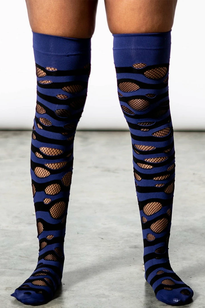 Killstar Wretched Soul Distress Socks Black / Midnight 3 Killstar Wretched Soul Distress Socks Black / Midnight