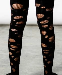 Killstar Wretched Soul Distress Socks Black Ladies