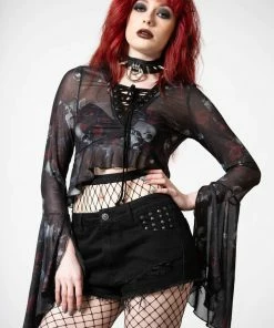 Killstar Wicked Rose Mesh Blouse New Arrivals