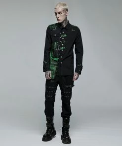 Punk Rave Ascelin Shirt Black / Green 14 Punk Rave Ascelin Shirt Black / Green