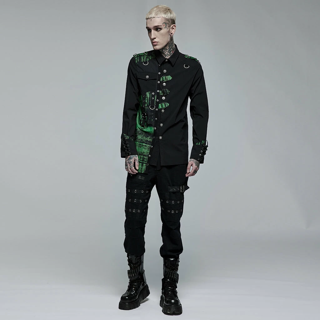 Punk Rave Ascelin Shirt Black / Green 5 Punk Rave Ascelin Shirt Black / Green