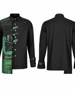 Punk Rave Ascelin Shirt Black / Green 16 Punk Rave Ascelin Shirt Black / Green