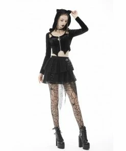 Dark In Love Alley Cat Hooded Top Ladies