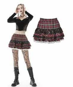 Ladies Dark In Love Exigis Tartan Skirt