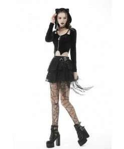 Dark In Love Alley Cat Hooded Top Ladies