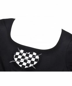 Dark In Love Checkered Heart Crop Top Ladies