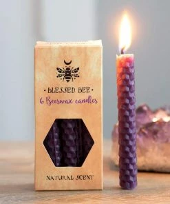 Gothic Gifts Purple Beeswax Prosperity Spell Candles