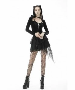 Dark In Love Alley Cat Hooded Top Ladies