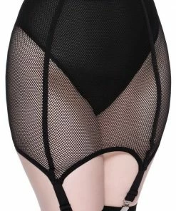 Ladies Killstar Pussy Power Fishnet Skirt - Black
