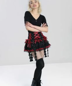 Hell Bunny Chain Mini Skirt Black / Red Ladies