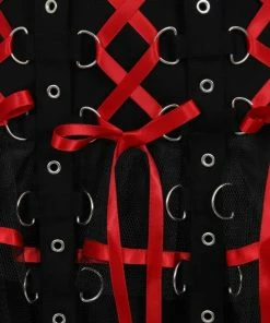 Hell Bunny Chain Mini Skirt Black / Red Ladies